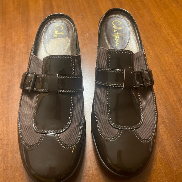 Cole Haan Shoes - Cole Haan Dark Brown Patent Mule Loafers 9 Never Worn